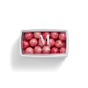 A thumbnail shot of a Lady M Lucky Lychee Pearls encased inside a packaging with a Lady M logo.