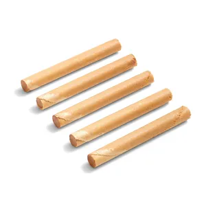 A top-down shot of four Lady M Chocolate Crêpe Biscuits, set on a white background.