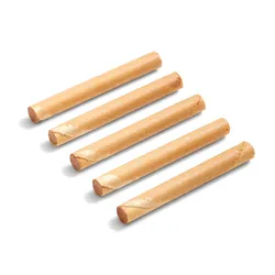 A top-down shot of four Lady M Chocolate Crêpe Biscuits, set on a white background.
