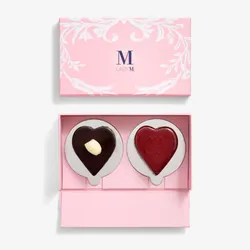Set of Lady M Couronne du Chocolat and Framboise au Chocolat Valentine Heart cake in a mini case.