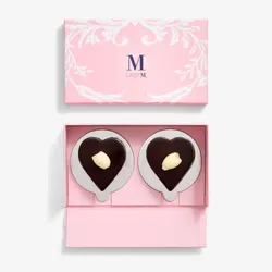 A 2-pc set of Lady M's Couronne du Chocolat Heart cake in a pink mini box case.