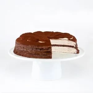 Lady M's Tiramisu Mille Crêpes: thin chocolate crêpes, mascarpone cream, espresso, cocoa powder.