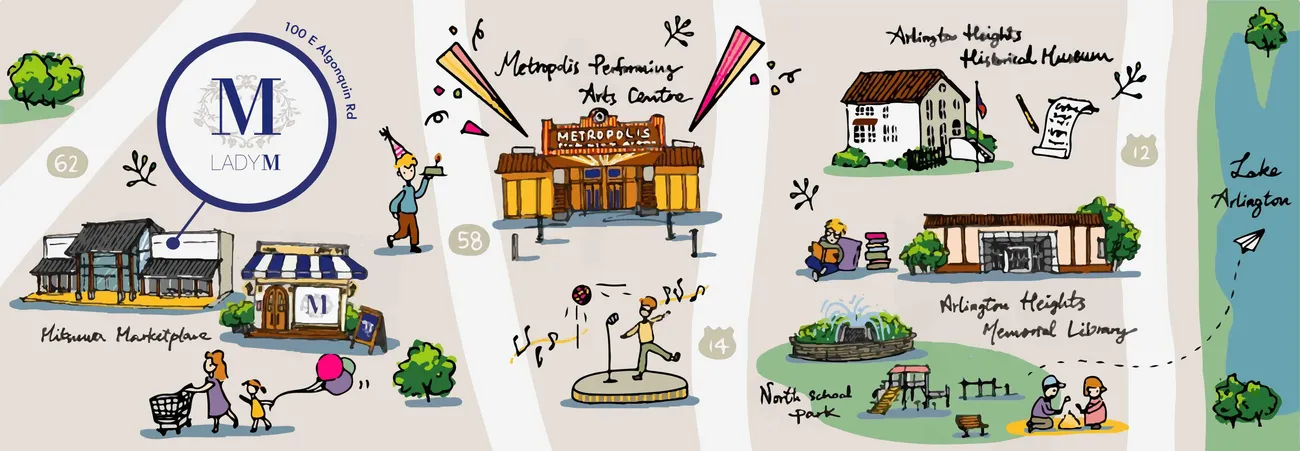 Illustration of Arlington Heights neighborhood in Chicago