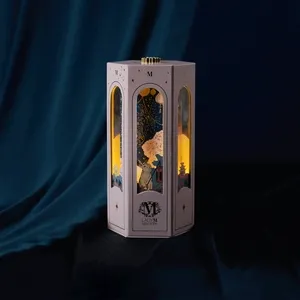 The Lady M Jade Rabbit Lantern Gift Set illuminated and spinning.