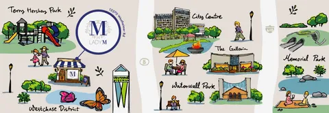 Illustration map of Houston Westchase landmarks and attractions.