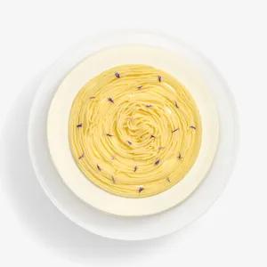 Overhead view of the sweet potato cream swirl topping