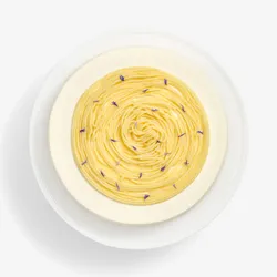 Overhead view of the sweet potato cream swirl topping